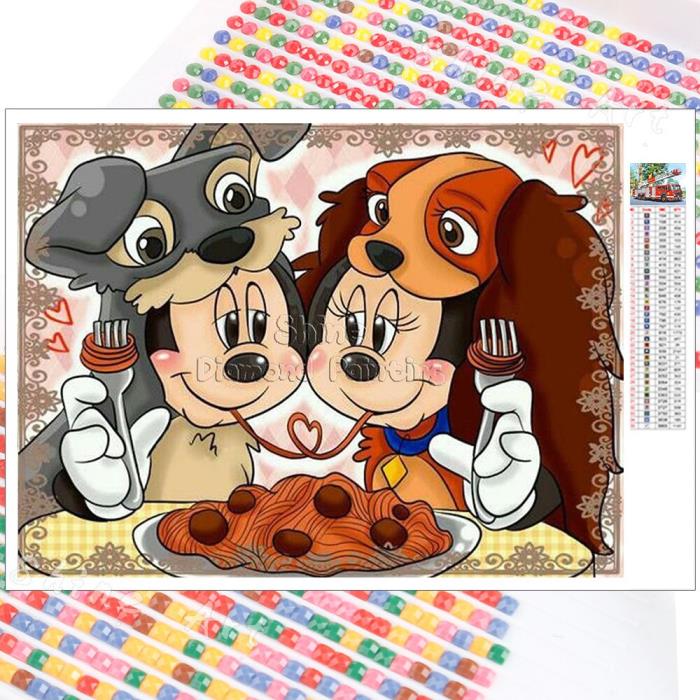 비즈십자수 보석 만화 미키 마우스 디즈니 길 잃은 개 동물 보석십자수 DIY 자수 459호